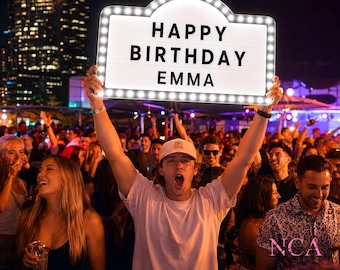 Personalized Birthday Marquee LED Sign: Custom Name Bottle Service Party Entrance Decor