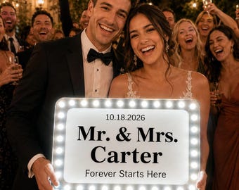 Personalized Wedding Marquee LED Sign, Custom Bottle Service Sign for Wedding Reception & Party