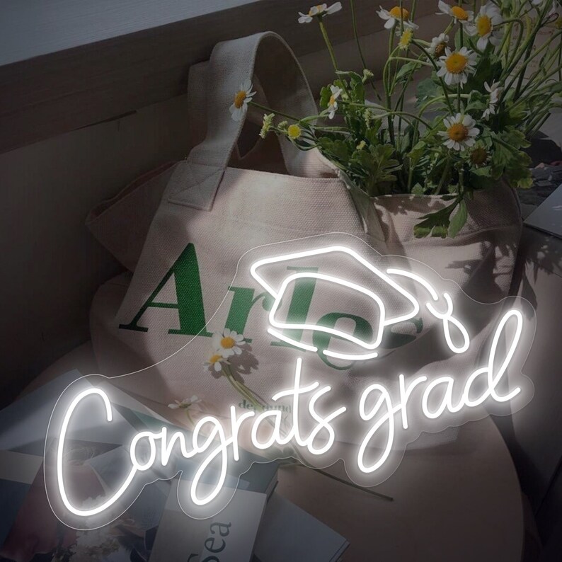 Neon Graduation Congrats Grad Neon Sign, Graduation Party Decor, Custom LED Light ...