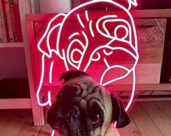 The Pug Neon Sign,Animal Neon Sign,Led Neon Sign,Cute Neon Sign,Neon Wall Decor,Personalized Gift for her