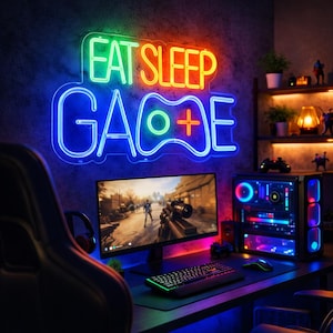 Gamer Neon Sign, LED Game Controller Neon Light, Dimmable Gaming Room Wall Decor, Game Room Neon Sign, Gamer Gift for Boys Kids