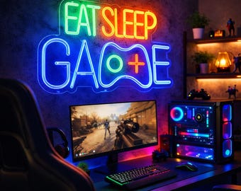 Gamer Neon Sign, LED Game Controller Neon Light, Dimmable Gaming Room Wall Decor, Game Room Neon Sign, Gamer Gift for Boys Kids