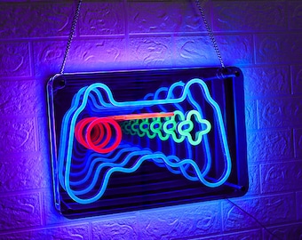 Infinity mirror Gamer Neon Sign, Game Controller Neon Sign for Gamer Room Decor，LED Game Sign Gaming Wall decor,Gamer Gifts for Boys, Kids