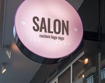 Custom Double Sided Shop Sign, Circle Custom Sign, Wall Hanging Sign,Outdoor Sign, Double Sided Projecting Light Box, LED Light Box Board