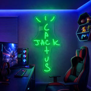 CACTUS JACK Neon Sign, Neon Light Sign for Pub Bar Wall Decoration, Rap Talking West coast Bedroom Wall Decor, Bar Hip-Hop Pub Party Decor