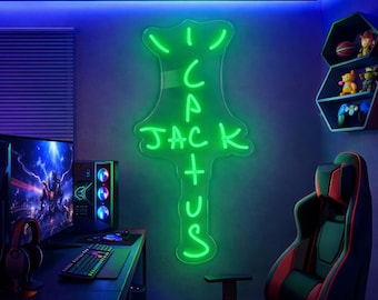 CACTUS JACK-neonbord, neonlichtbord voor wanddecoratie pub bar, rap talking westkust slaapkamer muur decor, bar hiphop pub feestdecor