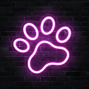 Paw Print Neon Sign for Wall Decor, for Bar, Cafes, Birthday Gifts for Dog Lovers