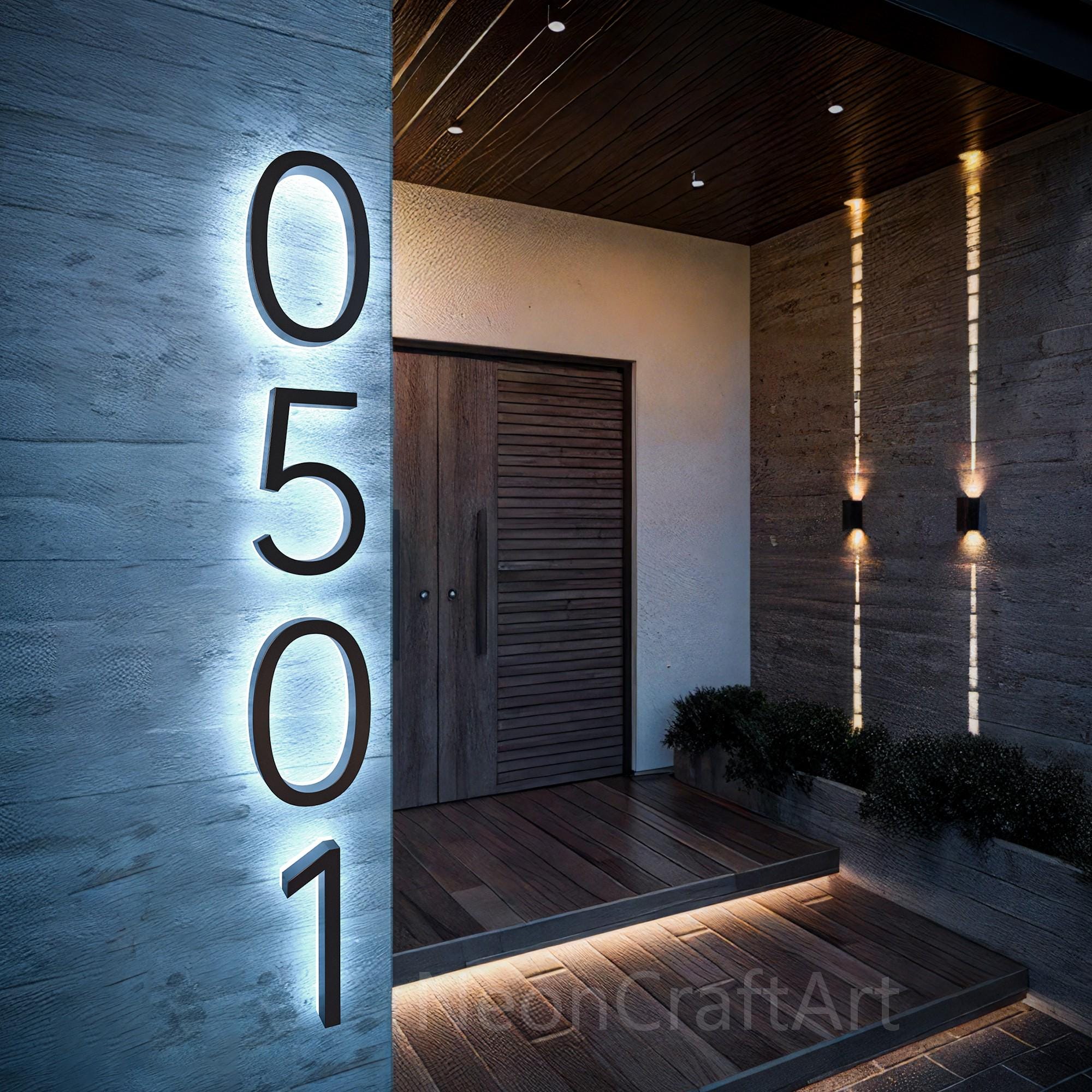 Modern Backlit LED House Number Sign,Outdoor Front Door Signs,Illuminated Street Number,Office Door Numbers,Door Sign,Personalized home gift