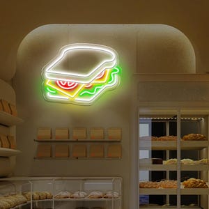Sandwiches Neon Sign| Custom Food Neon Light|  Fast Food Shop Led Light| Sandwiches Restaurant Wall Decor| Snack Light Sign| Open Neon Sign
