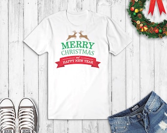 Navidad svg, Feliz Navidad, Año Nuevo svg, Feliz Año Nuevo, Ciervo de Navidad svg, Clipart de Año Nuevo, hierro en tranfer, camisa de Navidad svg