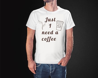 Impresión de café Svg Png Eps Cdr, Sólo necesito un café, regalo divertido, impresión de camiseta, hierro en transferencia, archivo de corte de calcomanía, serigrafía