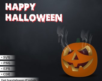 Halloween Pumpkin Vector, Happy Halloween Svg Png Eps Cdr Pdf