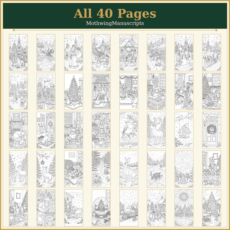 Printable Adult Coloring Book, Vintage Christmas Coloring Pages, 40 ...