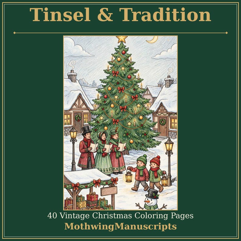 Printable Adult Coloring Book, Vintage Christmas Coloring Pages, 40 ...
