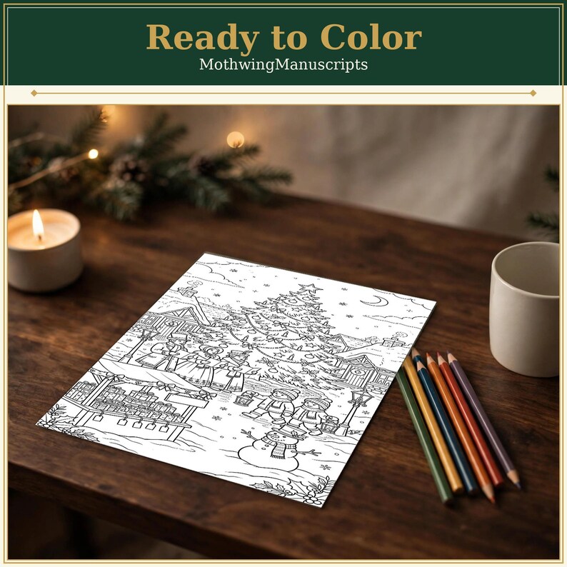 Printable Adult Coloring Book, Vintage Christmas Coloring Pages, 40 ...