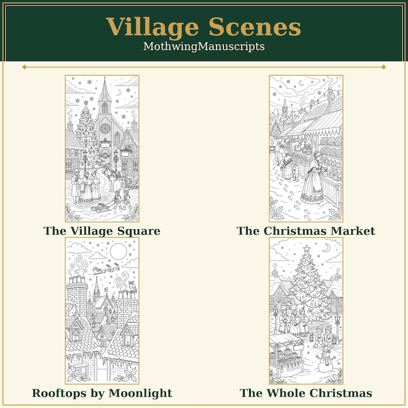 Printable Adult Coloring Book, Vintage Christmas Coloring Pages, 40 ...