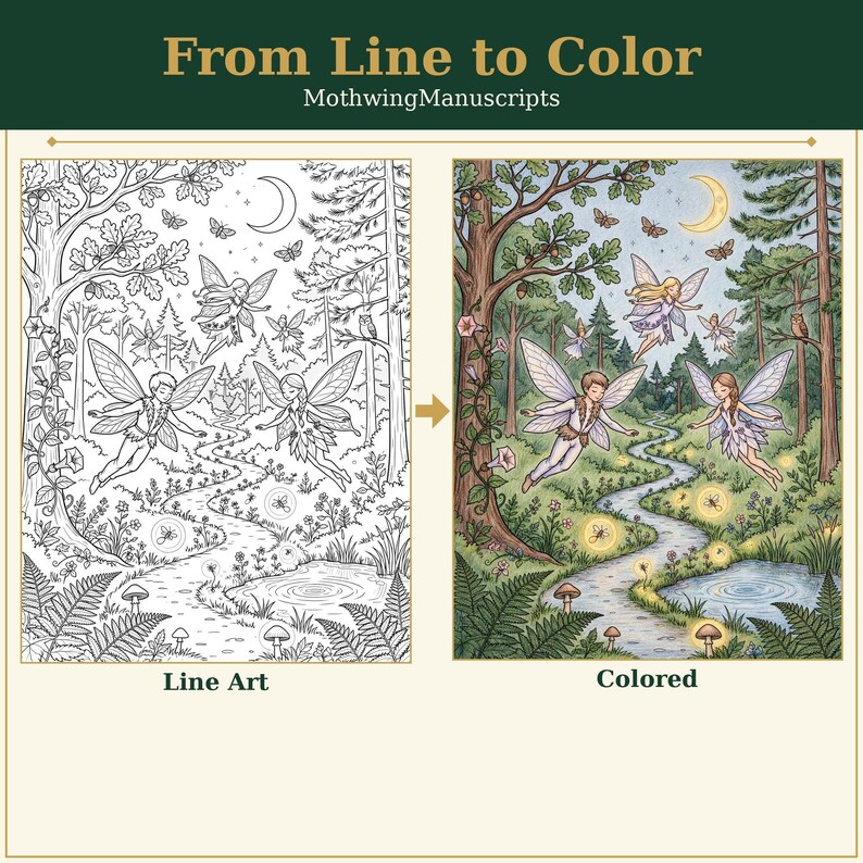 Printable Adult Coloring Book, Fairy Coloring Pages, Enchanted Forest ...