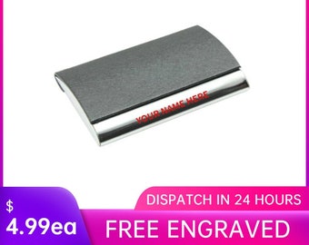 Personalised Stainless Steel Business Card Case, Business Card Holders With Engraving Text/Phrase/Name/Date or Logo,Custom Logo