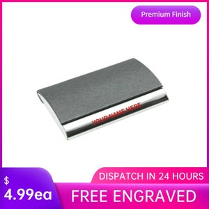 Personalised Stainless Steel Business Card Case, Business Card Holders With Engraving Text/Phrase/Name/Date or Logo,Custom Logo