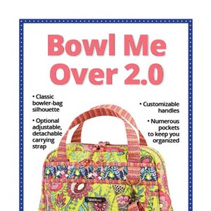 May include: A colorful fabric bag with a floral pattern. The bag has a top handle and a detachable shoulder strap. The bag is called "Bowl Me Over 2.0" and is described as the perfect bag for daily use.