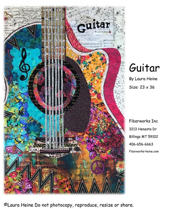 Guitar Collage Quilt Pattern, Laura Heine By Fiberworks