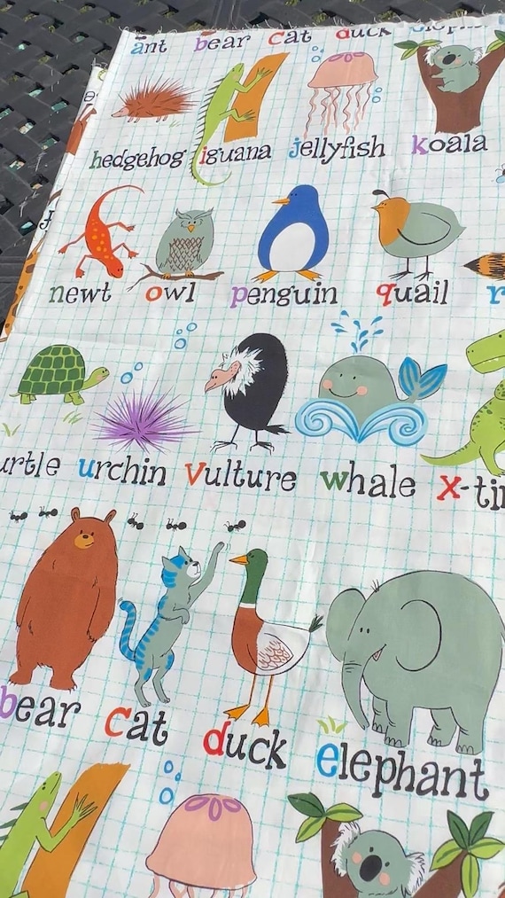 Alexander Henry ABC Cotton Fabric - Rare Alphabet Print- By the Half Yard