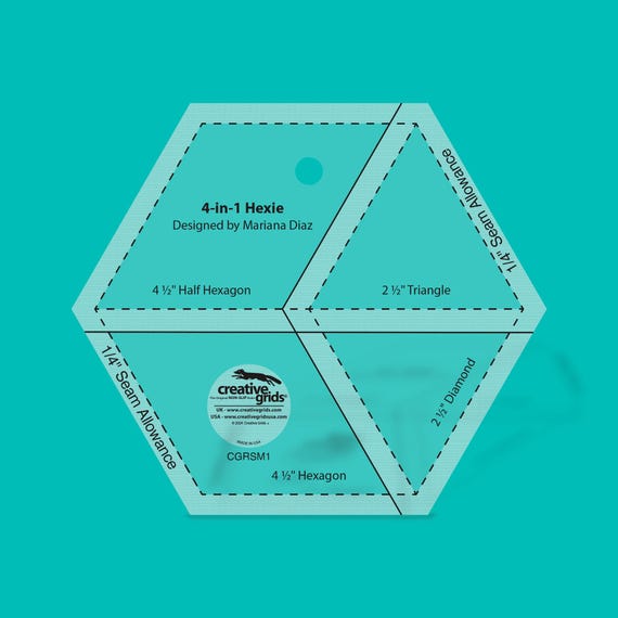 Creative Grids 4-in-1 Hexie Quilt Ruler #CGRSM1