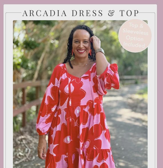 Arcadia Dress & Top Sewing Pattern: Sew to Grow, Sizes 8-22