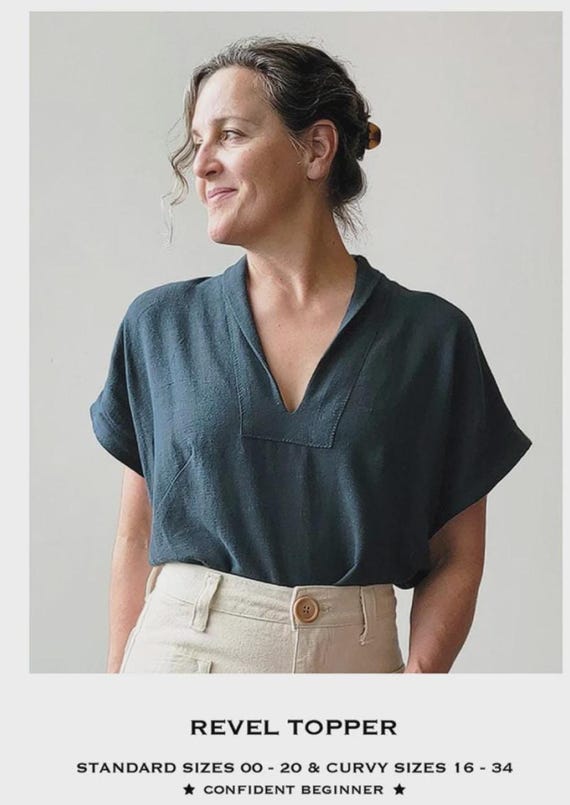 Revel Topper Sewing Pattern: Sew House Seven, Sizes 00-20 & Curvy 16 - 34 (Paper Pattern)