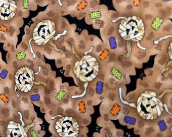 Vintage "Mummy Mambo" Halloween Fabric by Diane Knott for Clothworks (Priced By The Half Yard)