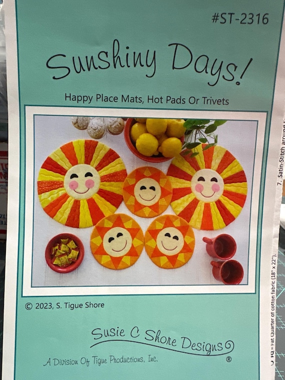 Sunshiny Days Happy Place Mats, Hot Pad  Pattern