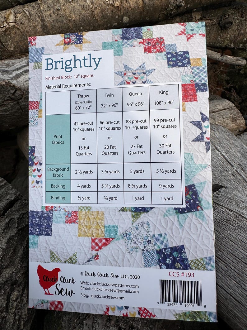 Brightly A Layer Cake or Fat Quarter Quilt Pattern, by Cluck Cluck Sew ...