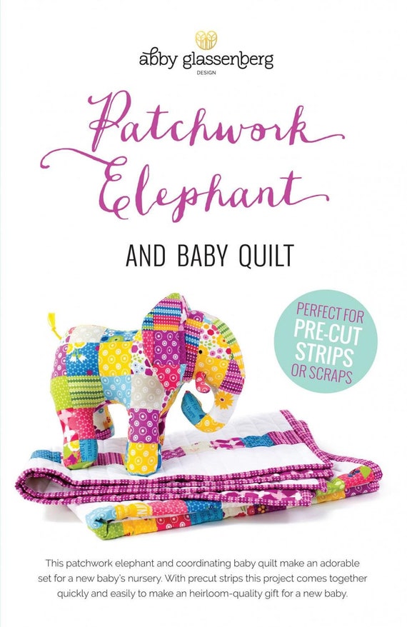 Patchwork Elephant and Baby Quilt Panner for Pre-Cut strips or Scraps
