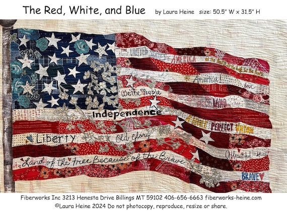 The Red White and Blue Flag Collage Pattern by Laura Heine  FWLHRWB