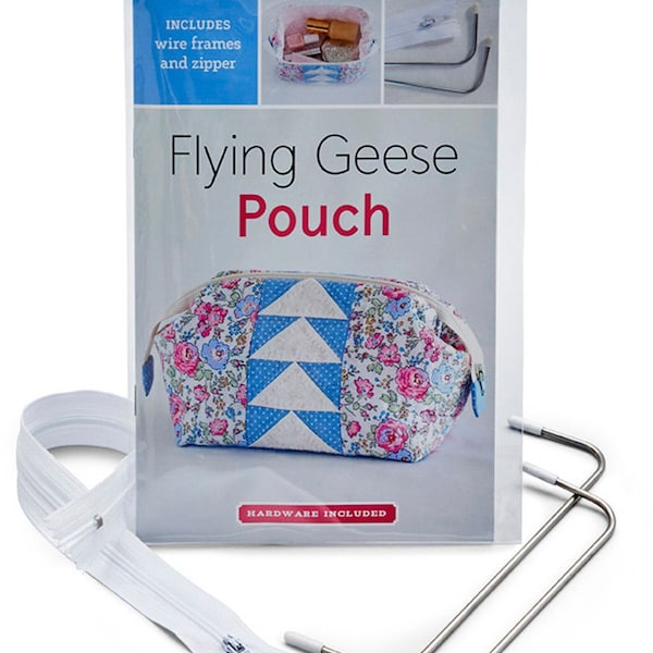 Flying Geese Pouch Pattern and Hardware Kit. Includes Wire frames and Zipper