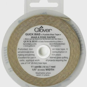 Clover Metallic Gold-  Fusible Bias Tape: - 1/4in x 11yds
