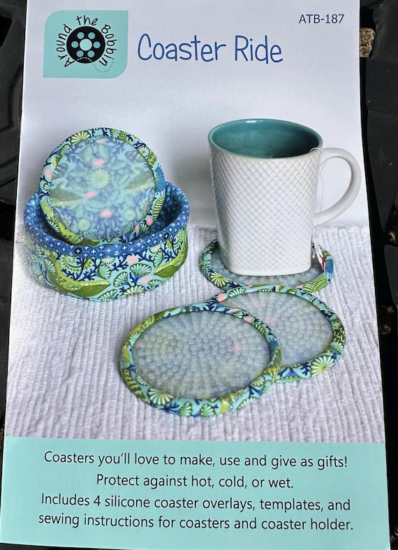 Coaster Ride Sewing Pattern- with Optional Silicone Coaster Refill Set. Mix and Match