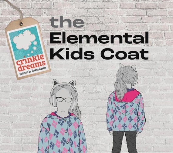 Elemental Kids Coat- Sewing Pattern - From Toddler to Teen -From Crinkle Dreams