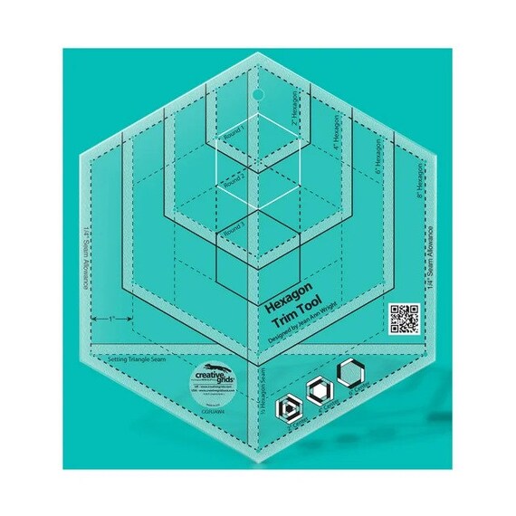 Creative Grids Hexagon Trim Tool Quilt Ruler # CGRJAW4