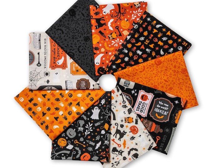 Pumpkins & Potions, Fat Quarter 9pcs/bundle- by Maywood Studio for ...