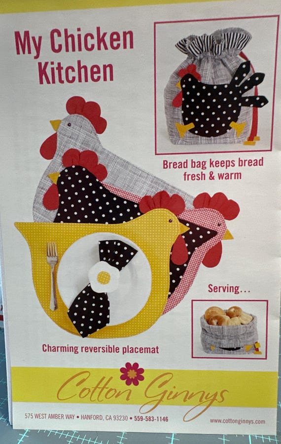Charming Chickens Potholders & Tea Towels  Sewing Pattern by Cotton ginny