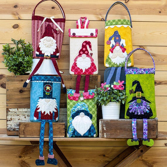 Gnome Bucket Buddies -  Appliqué Pattern - by The Whole Country Caboodle