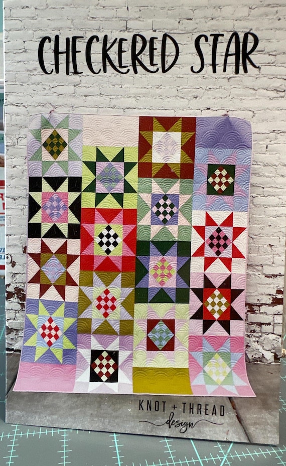 Checkered star Quilt Pattern by Knot + Thread Design