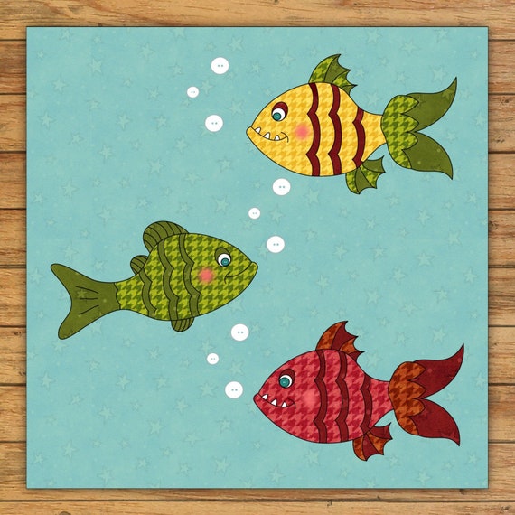 Fish Precut Fused Applique kit by The Whole Country Caboodle,