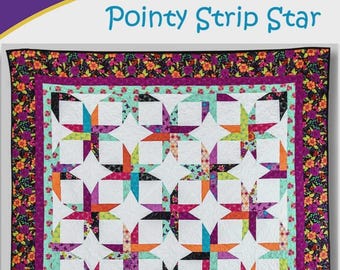 Pointy Strip Star-Table Runner to Queen Size Quilting Pattern - Cozy Quilt Designs