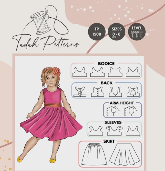 Tea Party Dress- Sewing Pattern - Sizined 0 to 8 - From Creative Abundance