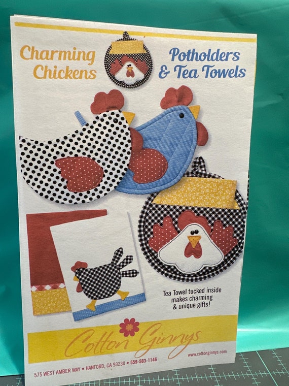 Charming Chickens Potholders & Tea Towels Pattern by Cotton ginny