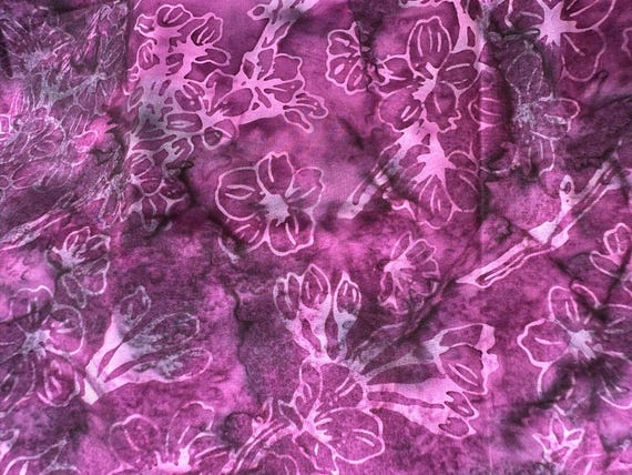 Purple-Summer Zen Batiks- by Hoffman California- DM9-14-Purple- Flowers - By The Half Yard