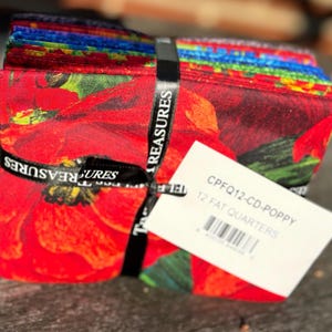 Timeless Treasures Fabrics Poppy Dreams Poppy 12 Fat Quarters Last Set, Opened for Photos - No Tag