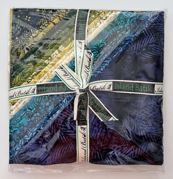 Island Batik Cotton Squares – Turtle Cove Blue Green Batik Layer Cake, 10" (42 Pieces)